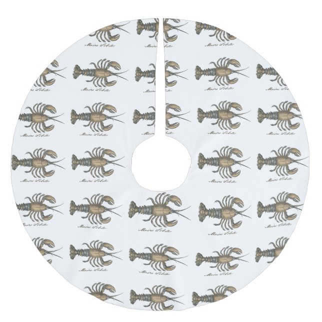 Lobster Illustration Antique Maine Seafood Julgransmatta Borstad Polyester (Framsidan)