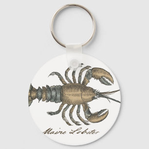 Lobster Illustration Antique Maine Seafood Nyckelring