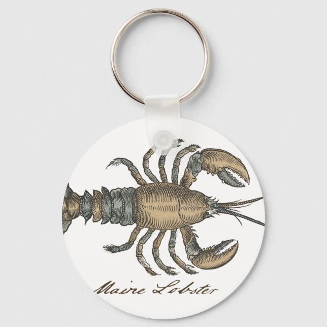 Lobster Illustration Antique Maine Seafood Nyckelring (Framsida)