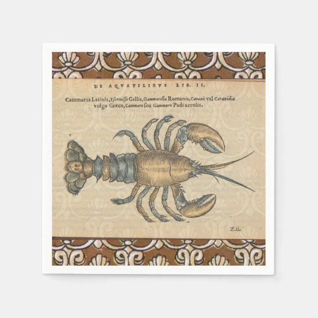 Lobster Illustration Antique Maine Seafood Pappersservett (Framsidan)