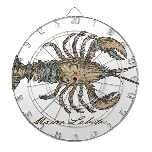 Lobster Illustration Antique Maine Seafood Piltavla (Framsidan)