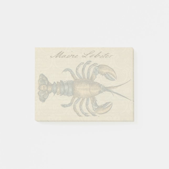 Lobster Illustration Antique Maine Seafood Post-it Block (Framsida)