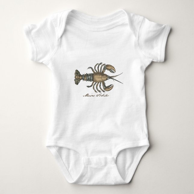 Lobster Illustration Antique Maine Seafood Tee (Framsida)