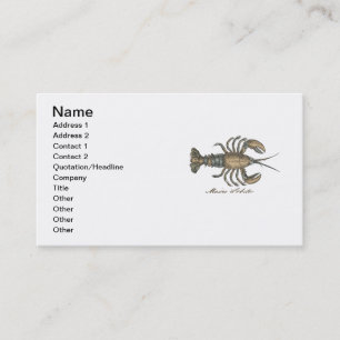 Lobster Illustration Antique Maine Seafood Visitkort
