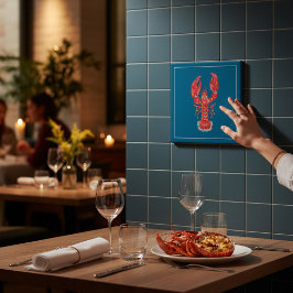 Lobster Illustration Nautical Kitchen Tile Kakelplatta