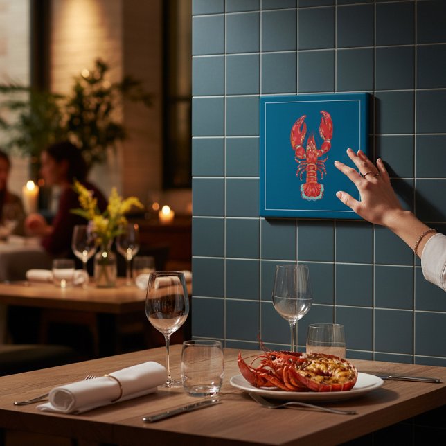 Lobster Illustration Nautical Kitchen Tile Kakelplatta (Skapare uppladdad)
