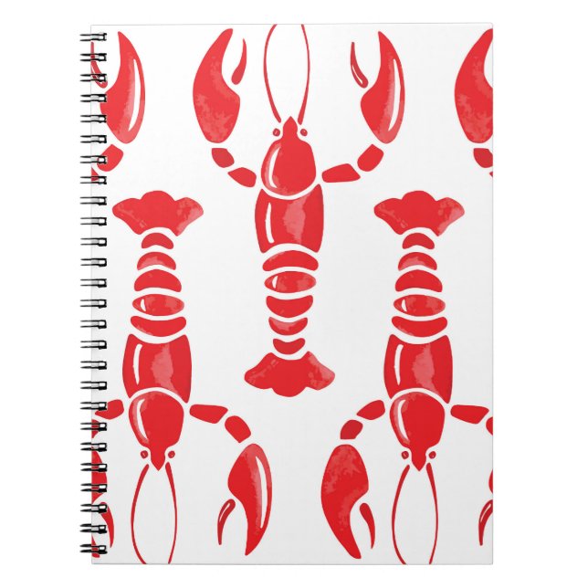 Lobster Illustration: Sömlös bakgrundsbild med vat Anteckningsbok (Framsidan)