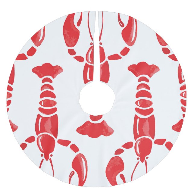 Lobster Illustration: Sömlös bakgrundsbild med vat Julgransmatta Borstad Polyester (Framsidan)