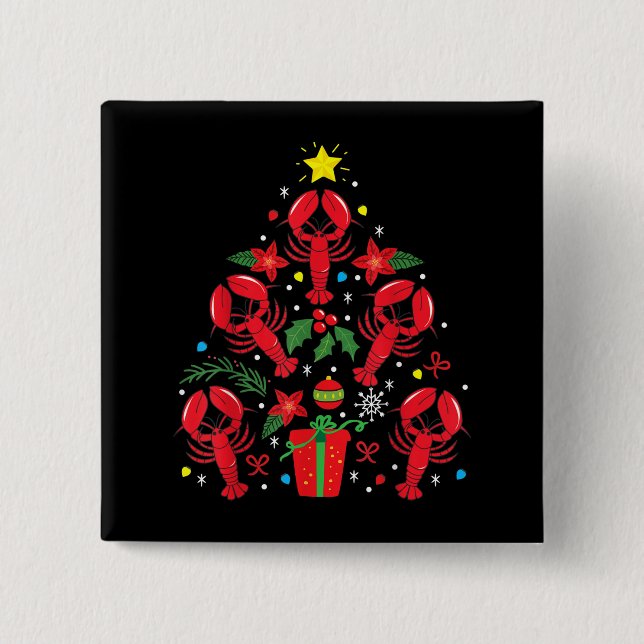 Lobster jul Ornament Träd Funny Julafton Gift Knapp (Framsida)