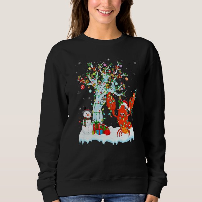 Lobster Julafton Träd Lighting Santa Hat Lobster T Shirt (Framsida)