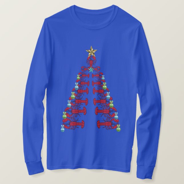 Lobster Julgran söt party ful shirt blue T Shirt (Design framsida)