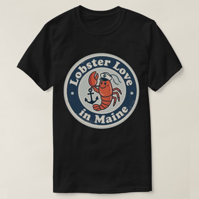 Lobster Kärlek_ Maine Maritime Artwork T Shirt (Design framsida)