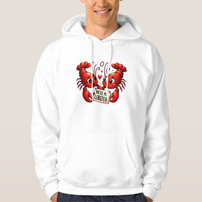 Lobster Kärlek Puns Hoodie (Framsida)