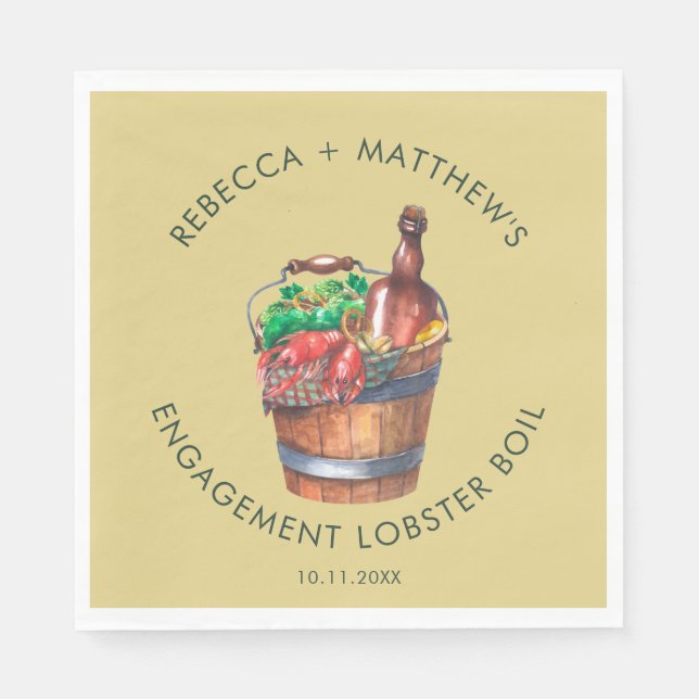 Lobster Kok Engagement Party Papper Pappersservett (Framsidan)