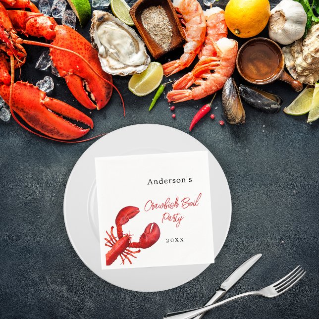 Lobster kräftor boil party röd vit pappersservett (Skapare uppladdad)
