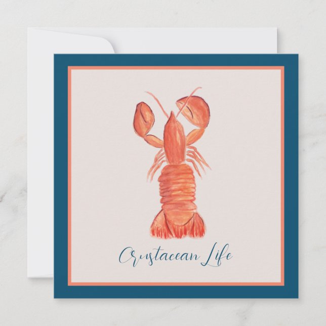 Lobster Kräftor Crustacean Watercolor Card (Framsida)