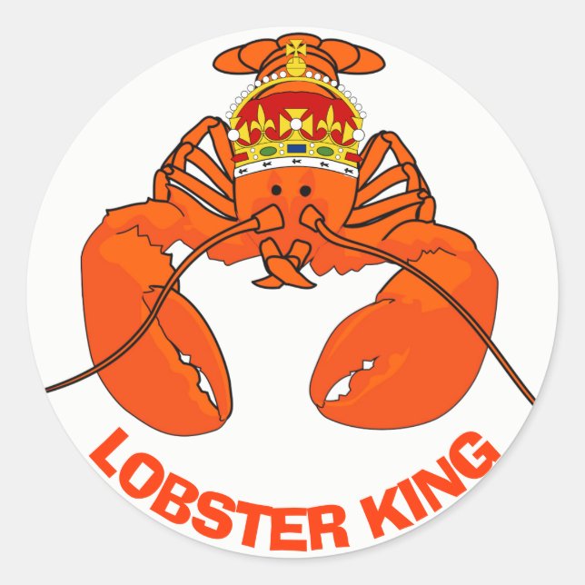 Lobster Kung Runt Klistermärke (Framsida)