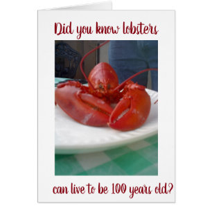 LOBSTER LIVES TO BE "100" = LYCKLIG **50th* HUMOR Hälsningskort