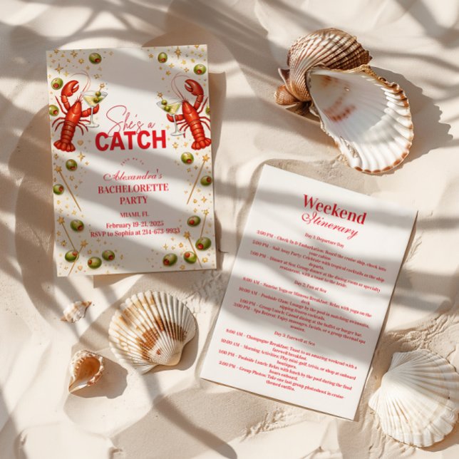 Lobster Love Coastal Bachelorette Party Inbjudningar (Skapare uppladdad)
