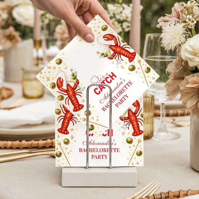 Lobster Love Coastal Bachelorette Party Pappersservett (Skapare uppladdad)