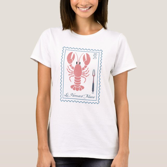 Lobster Maine New England Nautical Ocean Seafood T Shirt (Framsida)