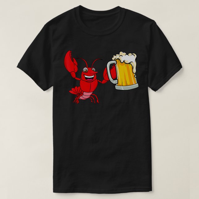 Lobster med öl Alkoholalkohol Foamed öl T Shirt (Design framsida)