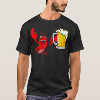 Lobster med öl Alkoholalkohol Foamed öl T Shirt