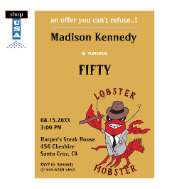 Lobster Mobster 🦞 50:e Födelsedagsfesten Inbjudningar
