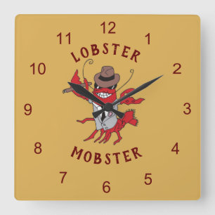 Lobster Mobster 🦞 Tecknad Gangster Fyrkantig Klocka