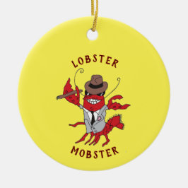 Lobster Mobster 🦞 Tecknad Gangster Julgransprydnad Keramik