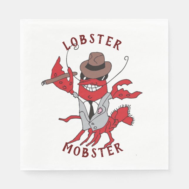 Lobster Mobster 🦞 Tecknad Gangster Pappersservett (Framsidan)