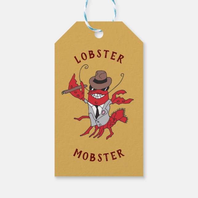 Lobster Mobster 🦞 Tecknad Gangster Presentetikett (Baksidan)