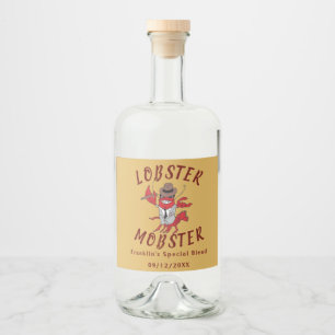 Lobster Mobster 🦞 Tecknad Gangster Spritflaskor Etikett