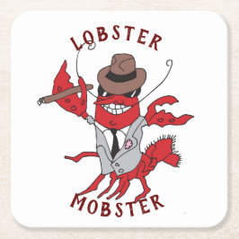 Lobster Mobster 🦞 Tecknad Gangster Underlägg Papper Kvadrat