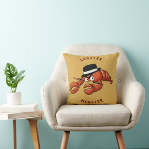 Lobster Mobster 🦞 Wide Eyed Cute Tecknad Gangster Kudde