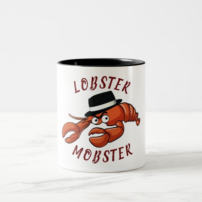 Lobster Mobster 🦞 Wide Eyed Cute Tecknad Gangster Två-Tonad Mugg (Center)