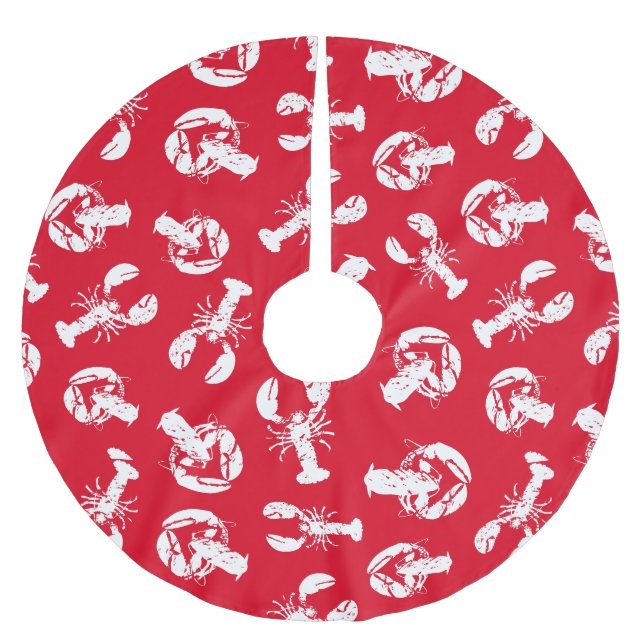 Lobster Mönster Red White Julgransmatta Borstad Polyester (Framsidan)