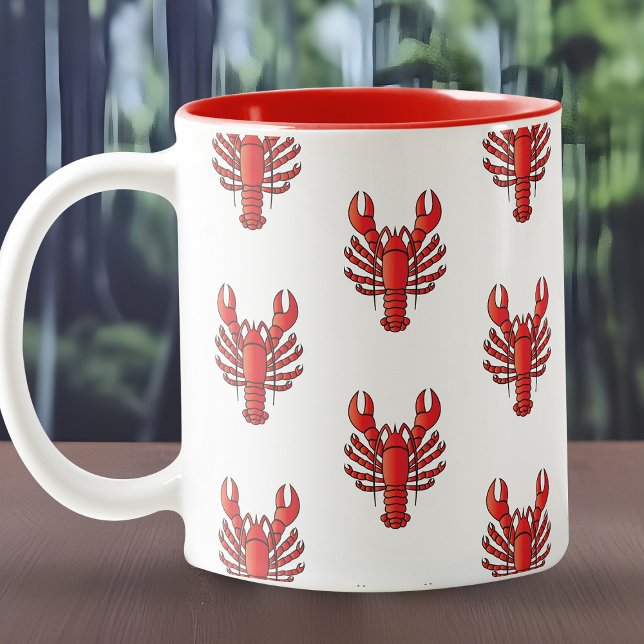 Lobster Mönster Seafood Gourmet Coola Red & White Två-Tonad Mugg (Skapare uppladdad)
