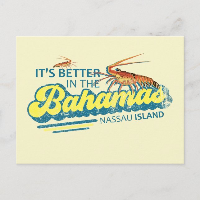Lobster Nassau Bahamas Postcard Vacation Cruise Vykort (Framsida)