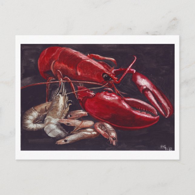 Lobster och räkor vykort (Framsida)