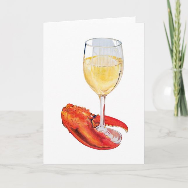 Lobster och Vin Art Card Helgkort (Framsida)
