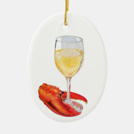 Lobster och Vin Julgransprydnad Keramik