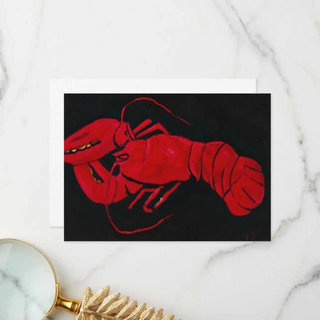 Lobster on Black Background av Marsden Hartley Tack Kort (Fram/Back In Situ)