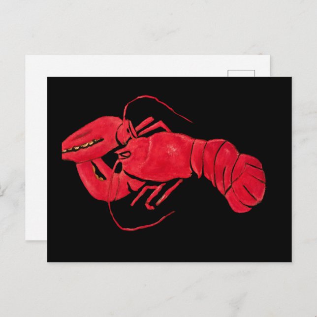 Lobster on Black Background av Marsden Hartley Vykort (Fram/baksida)