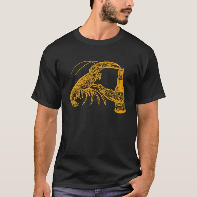 Lobster Open Beer Lycklig Beer Day Drinking Pu T Shirt (Framsida)