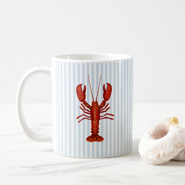 Lobster Painting Nautical Blue Rand Kusten Kaffemugg (Med munk)