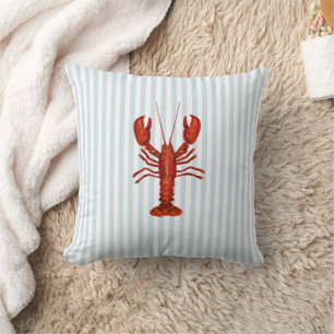 Lobster Painting Nautical Blue Rand Kusten Kudde