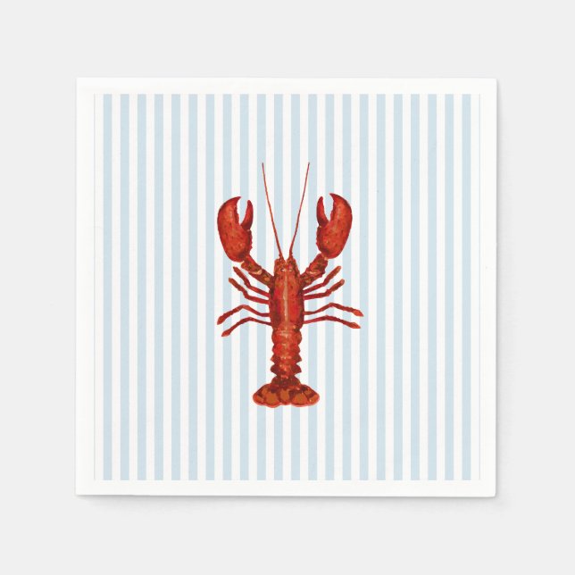 Lobster Painting Nautical Blue Rand Kusten Pappersservett (Framsidan)