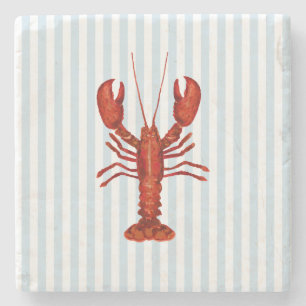 Lobster Painting Nautical Blue Rand Kusten Stenunderlägg