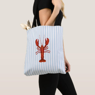 Lobster Painting Nautical Blue Rand Kusten Tygkasse